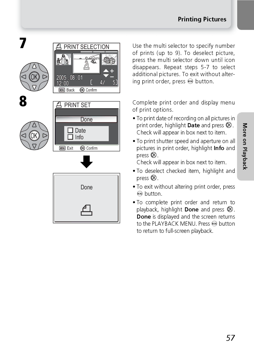 Nikon 7600 manual Check will appear in box next to item, Press, To return to full-screen playback 