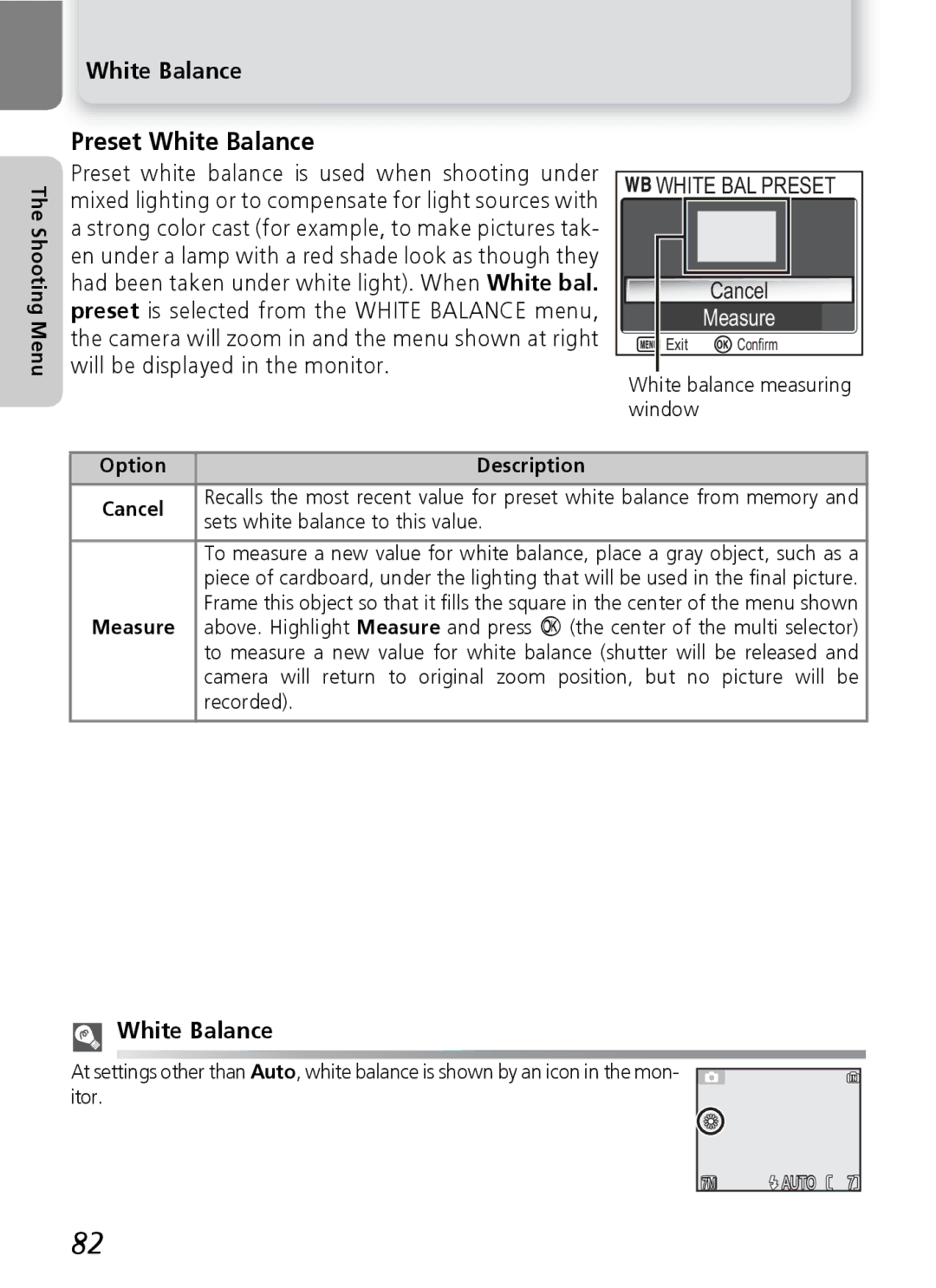 Nikon 7600 manual Preset White Balance, White BAL Preset, Measure 