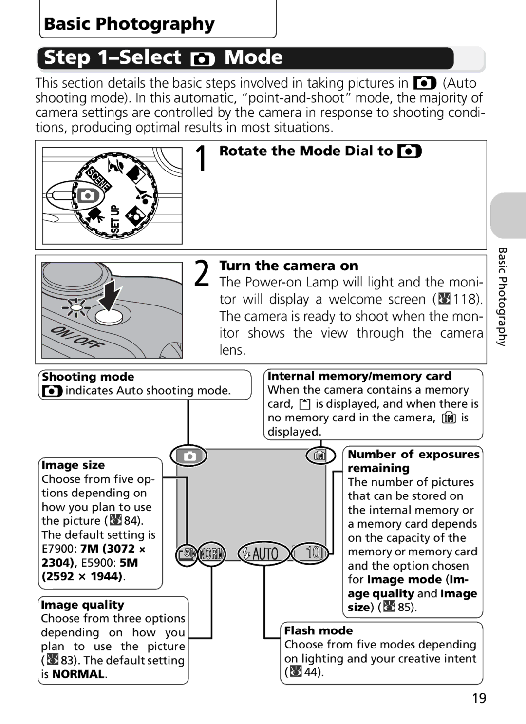 Nikon 7900, COOLPIX5900 manual Select Mode, Basic Photography, Rotate the Mode Dial to 