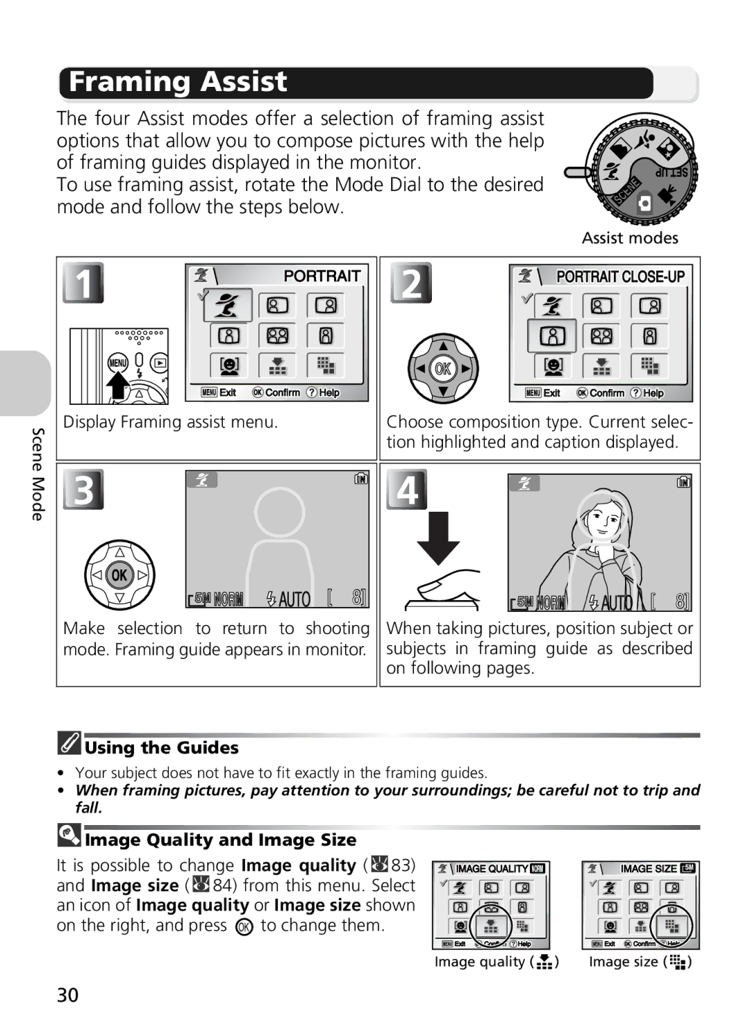 Nikon COOLPIX5900, 7900 manual Framing Assist, Display Framing assist menu, Using the Guides, Image Quality and Image Size 