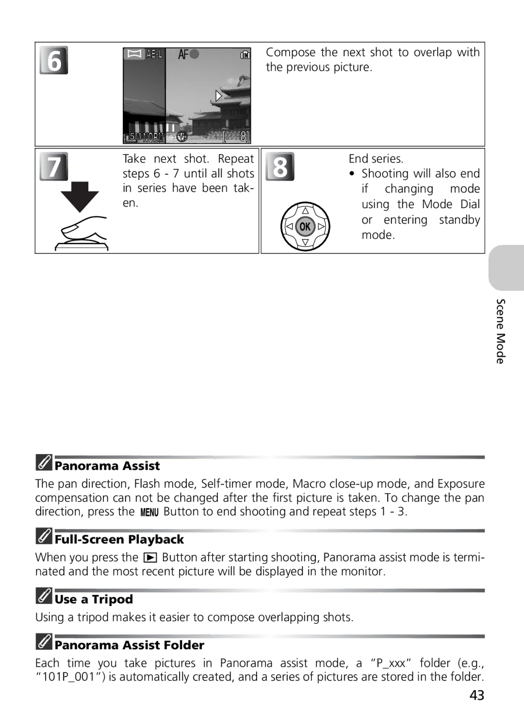 Nikon 7900, COOLPIX5900 manual Full-Screen Playback, Use a Tripod, Panorama Assist Folder 