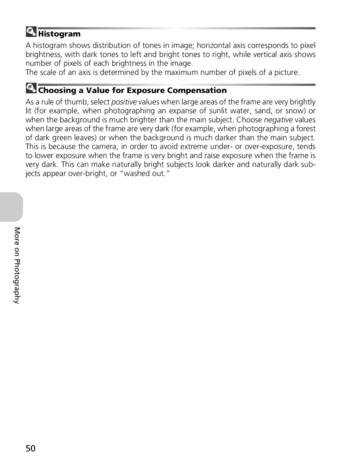 Nikon 7900, COOLPIX5900 manual Histogram, Choosing a Value for Exposure Compensation 