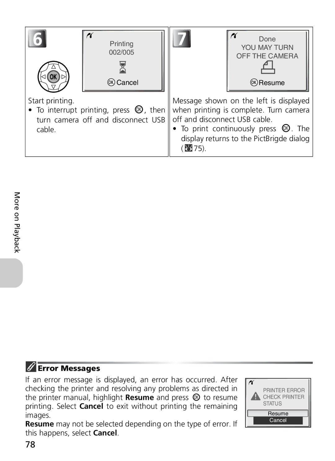 Nikon COOLPIX5900, 7900 manual Error Messages, YOU MAY Turn OFF the Camera 