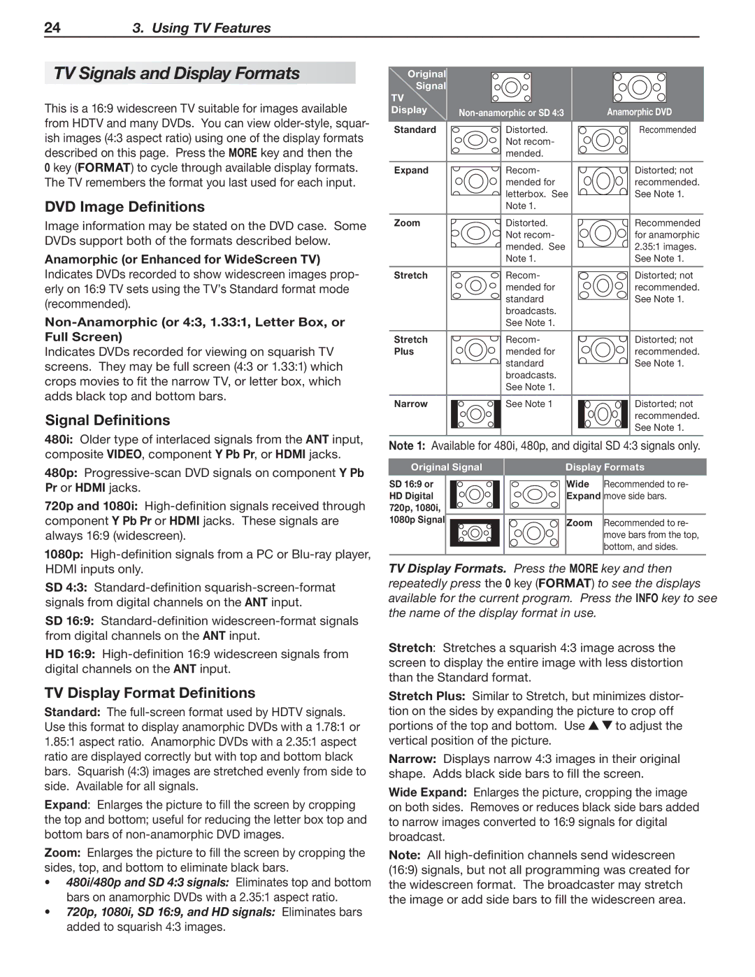 Nikon 837 Series TV Signals and Display Formats, DVD Image Definitions, Signal Definitions, TV Display Format Definitions 