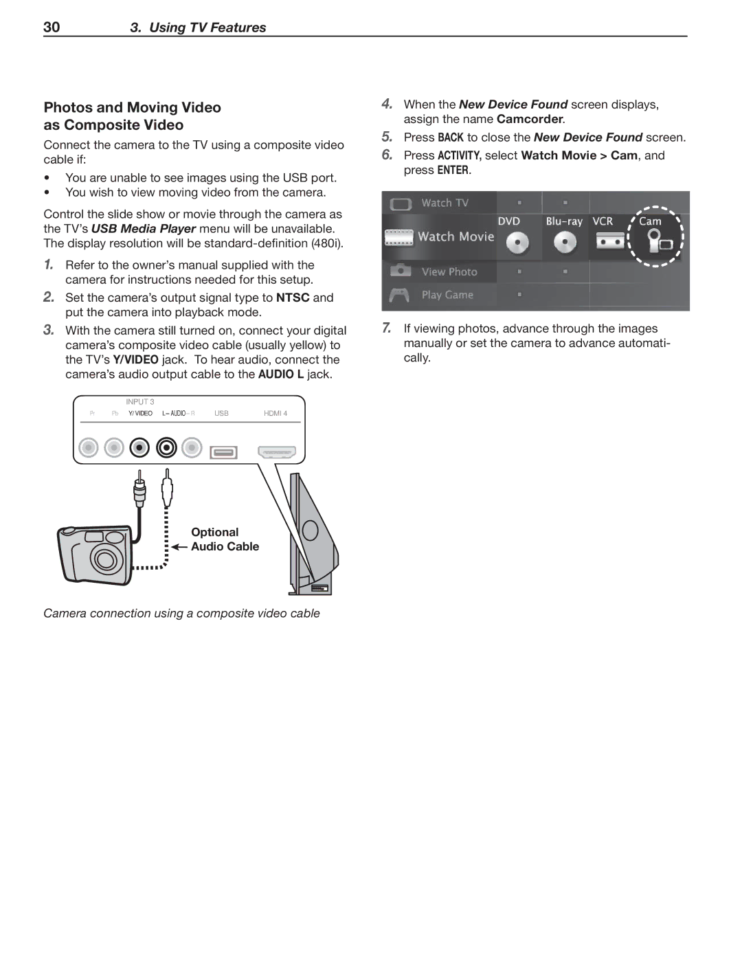 Nikon 837 Series, C9 SERIES, 737 Series manual Photos and Moving Video As Composite Video, Optional Audio Cable 