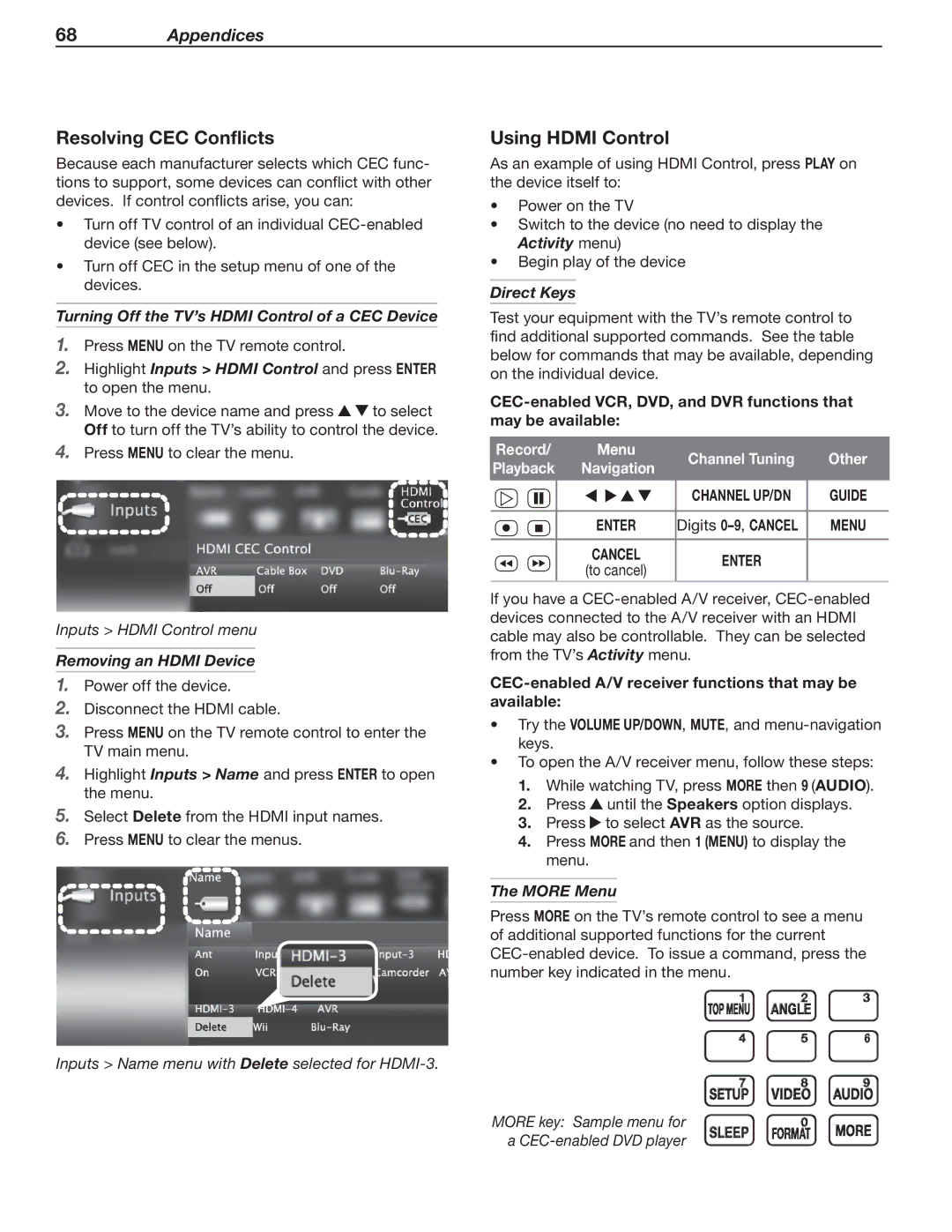 Nikon 737 Series, 837 Series, C9 SERIES manual Resolving CEC Conflicts, Using Hdmi Control 