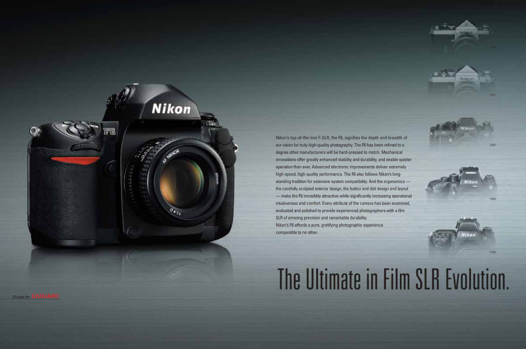 Nikon 8CE43600 manual Ultimate in Film SLR Evolution 