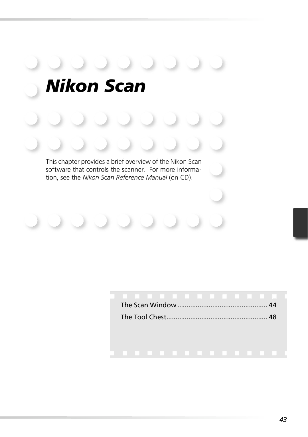 Nikon 9000ED user manual Nikon Scan, Scan Window Tool Chest 