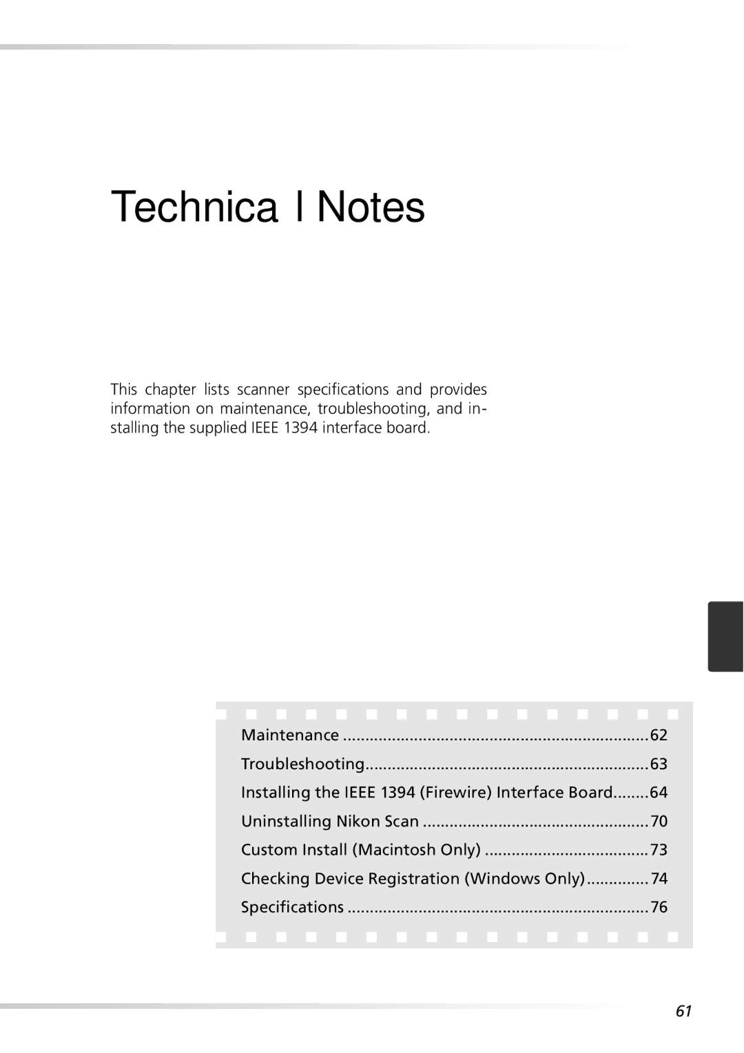 Nikon 9000ED user manual Technical Notes 