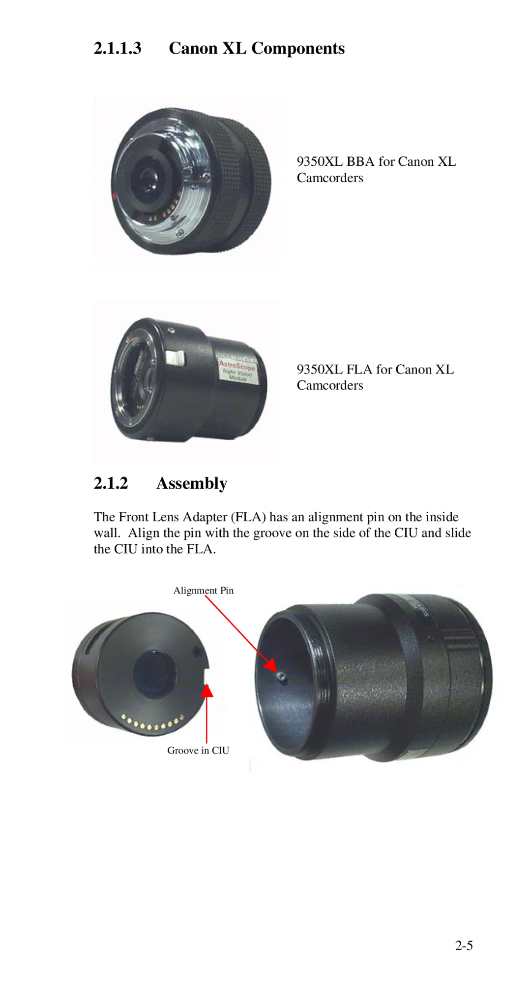 Nikon 9350 manual Canon XL Components, Assembly 