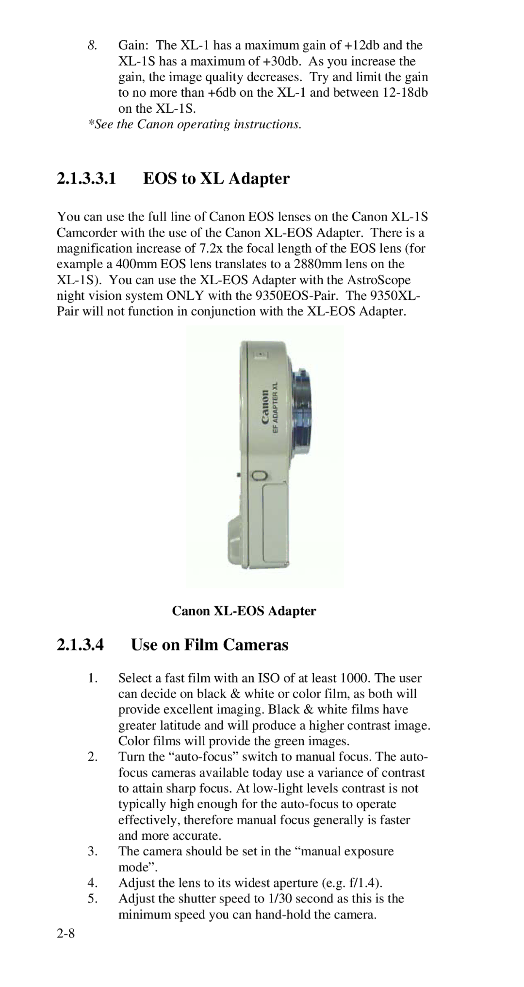 Nikon 9350 manual EOS to XL Adapter, Use on Film Cameras 