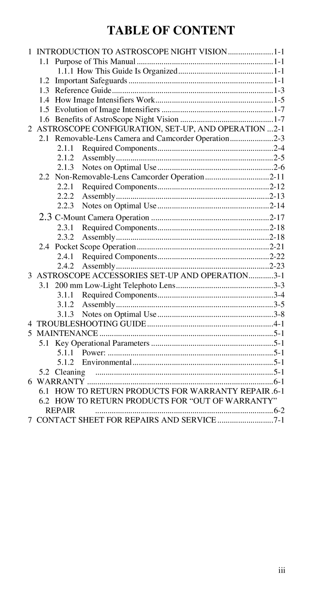 Nikon 9350 manual Table of Content 