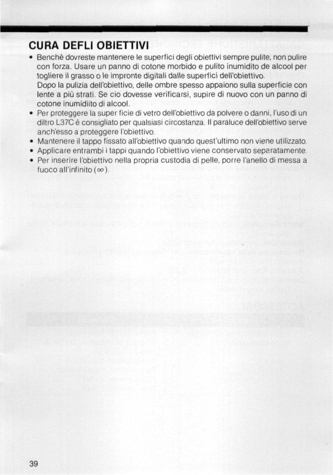 Nikon 98504 instruction manual Cura Defli Obiettivi 