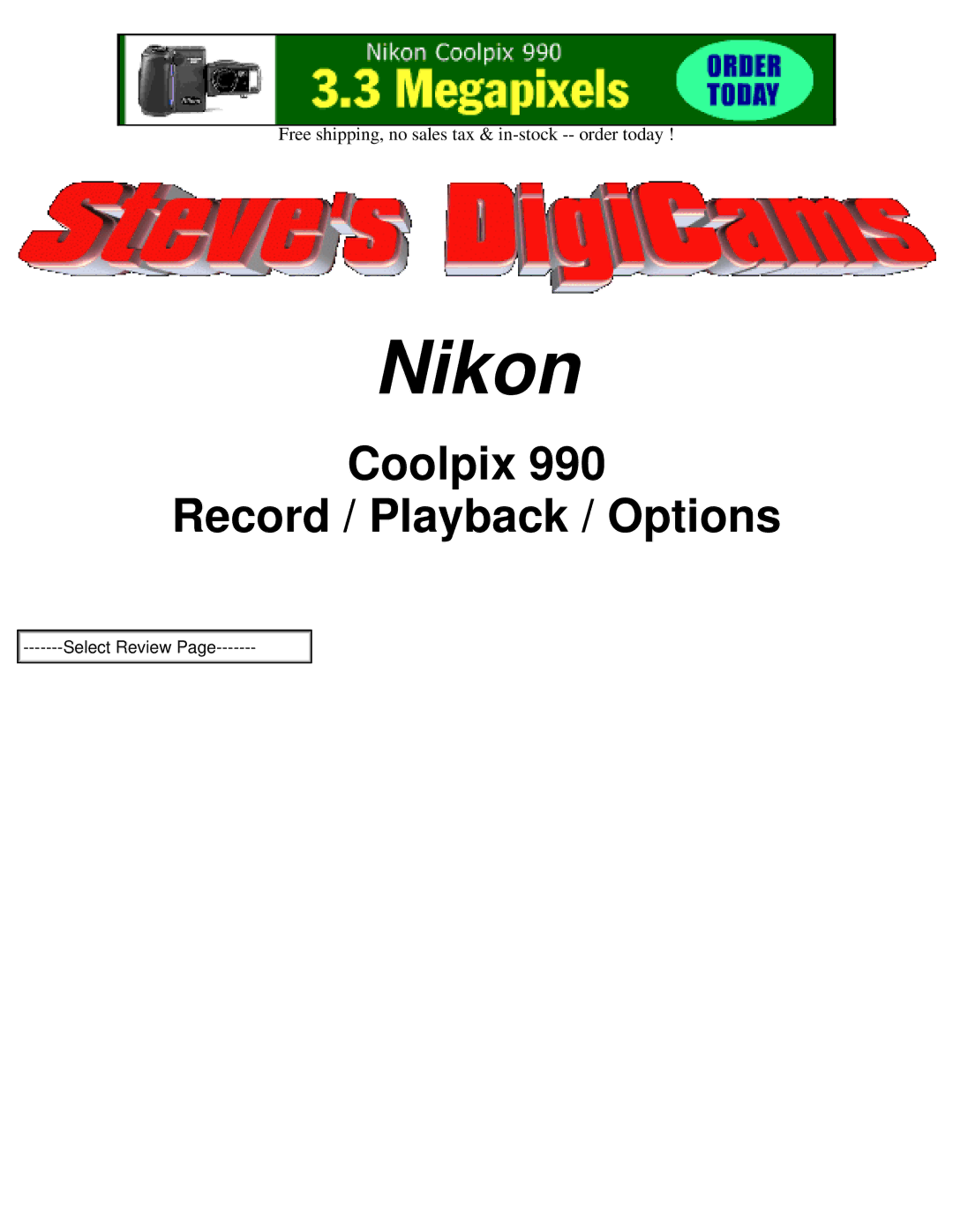 Nikon 990 manual Coolpix Record / Playback / Options 