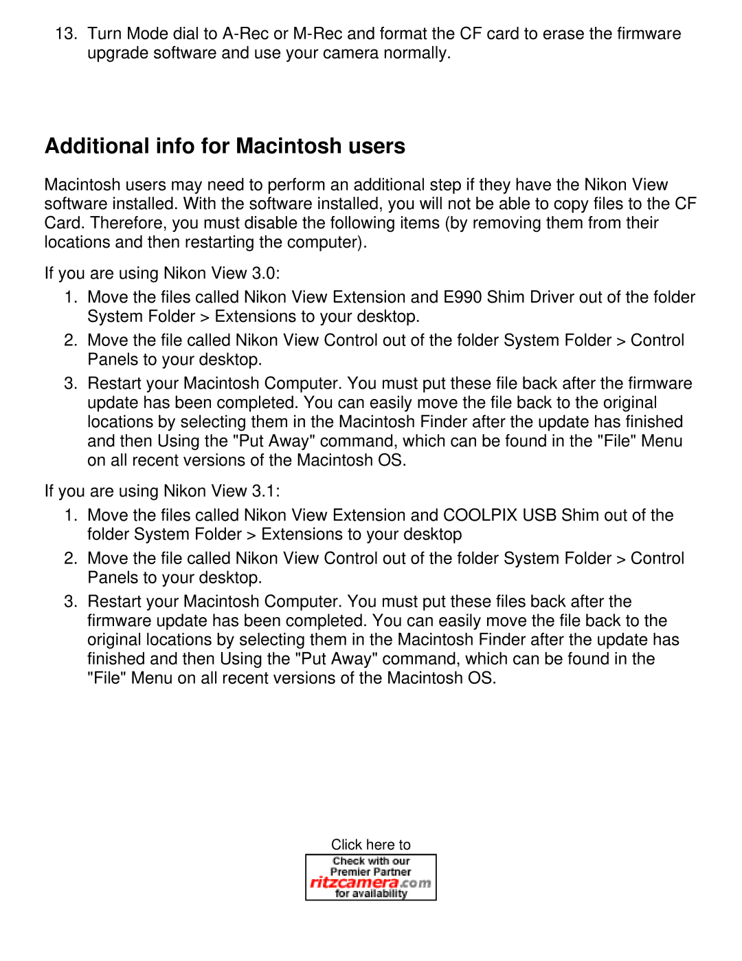 Nikon 990 manual Additional info for Macintosh users 