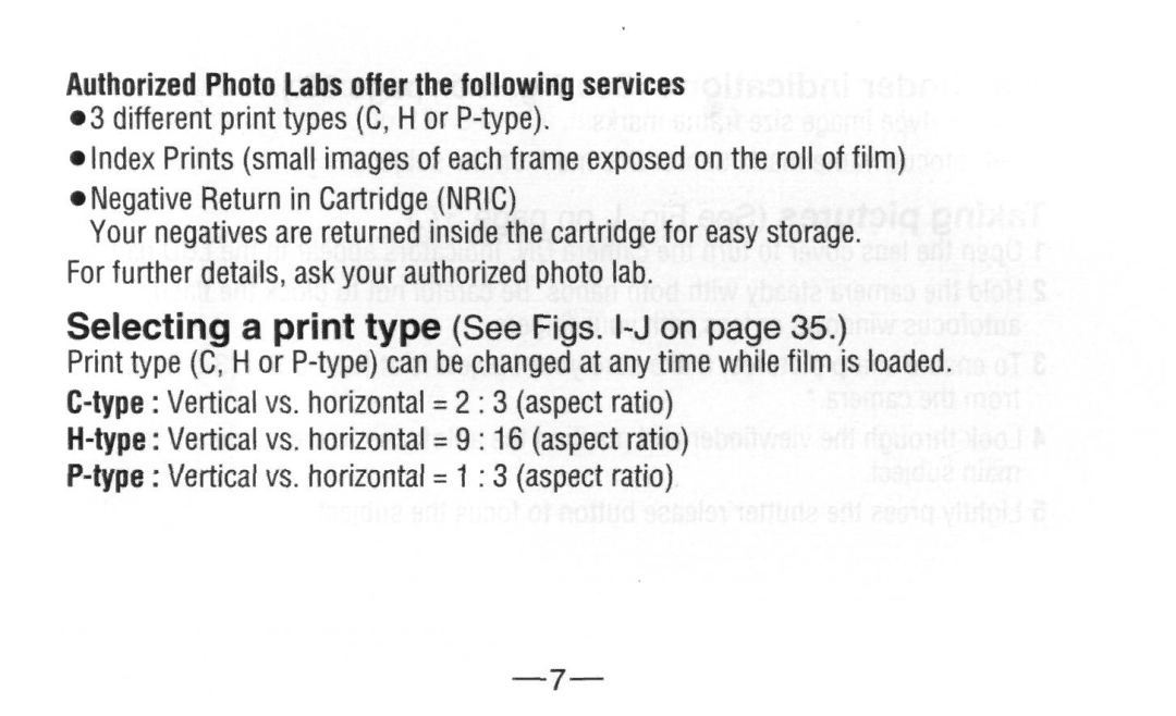 Nikon A20 instruction manual Selecting a print type See Figs. l-J on 