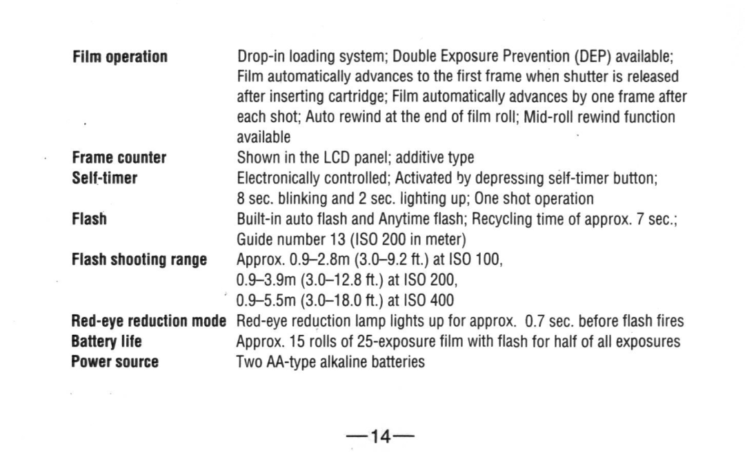 Nikon A20 instruction manual Frame counter 