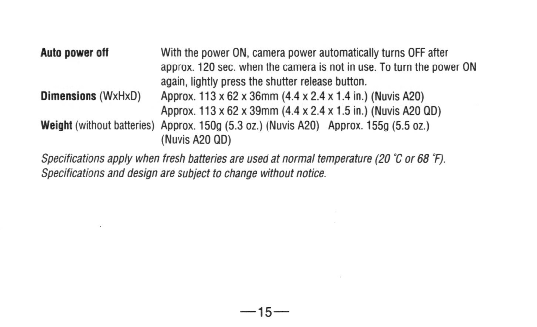 Nikon A20 instruction manual 