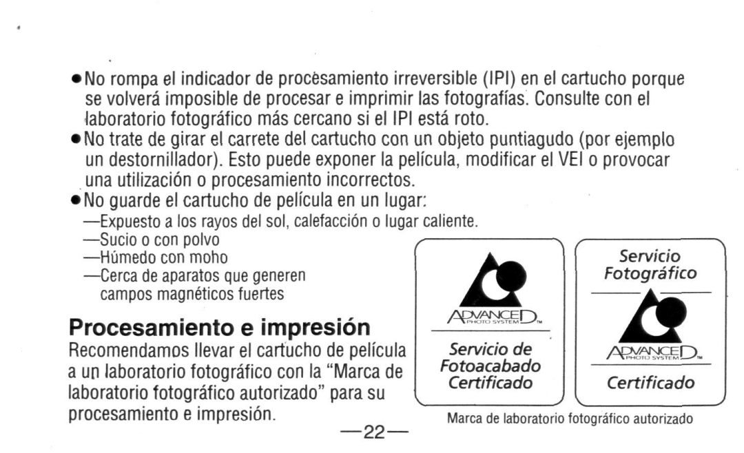 Nikon A20 instruction manual Procesamiento e impresion 