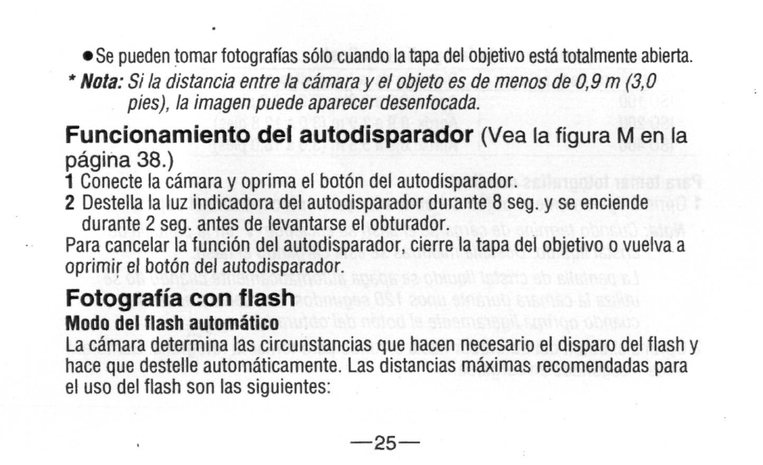 Nikon A20 instruction manual Funcionamiento del autodisparador Vea la figura M en la, Pagina 