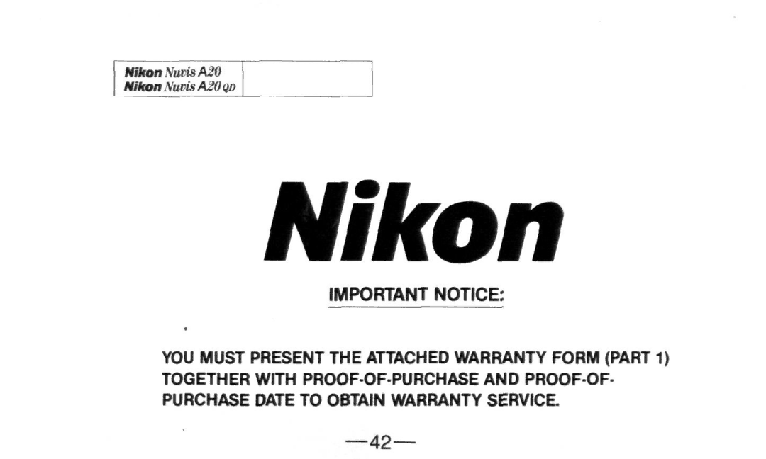 Nikon A20 instruction manual Nikon 