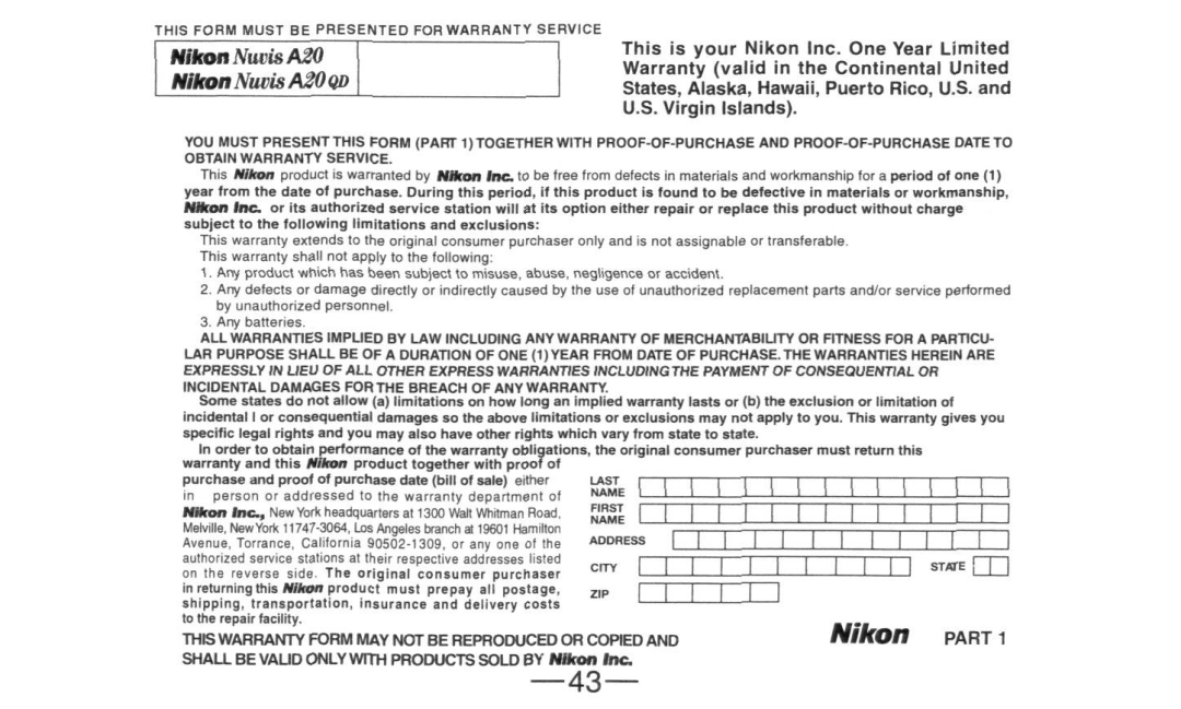 Nikon A20 instruction manual Nikon 