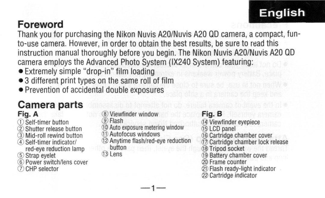 Nikon A20 instruction manual English Foreword 