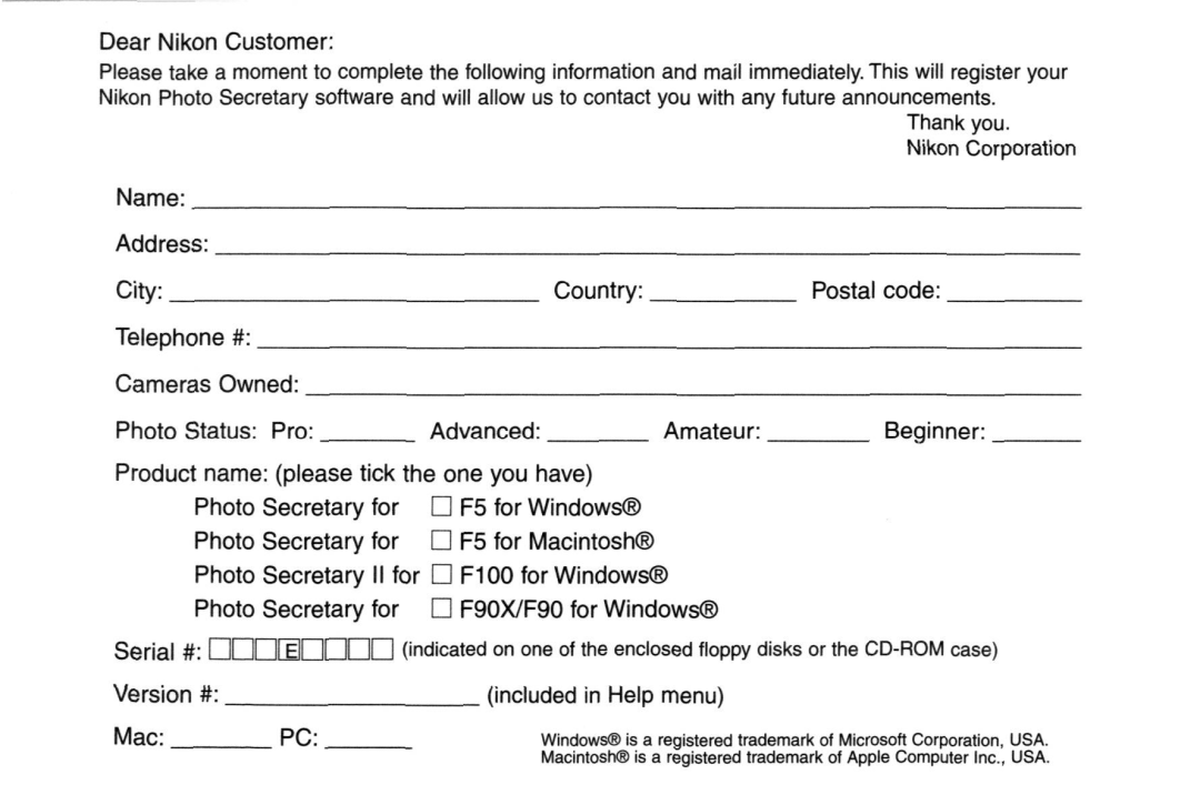 Nikon AC-2WE instruction manual Dear Nikon Customer 