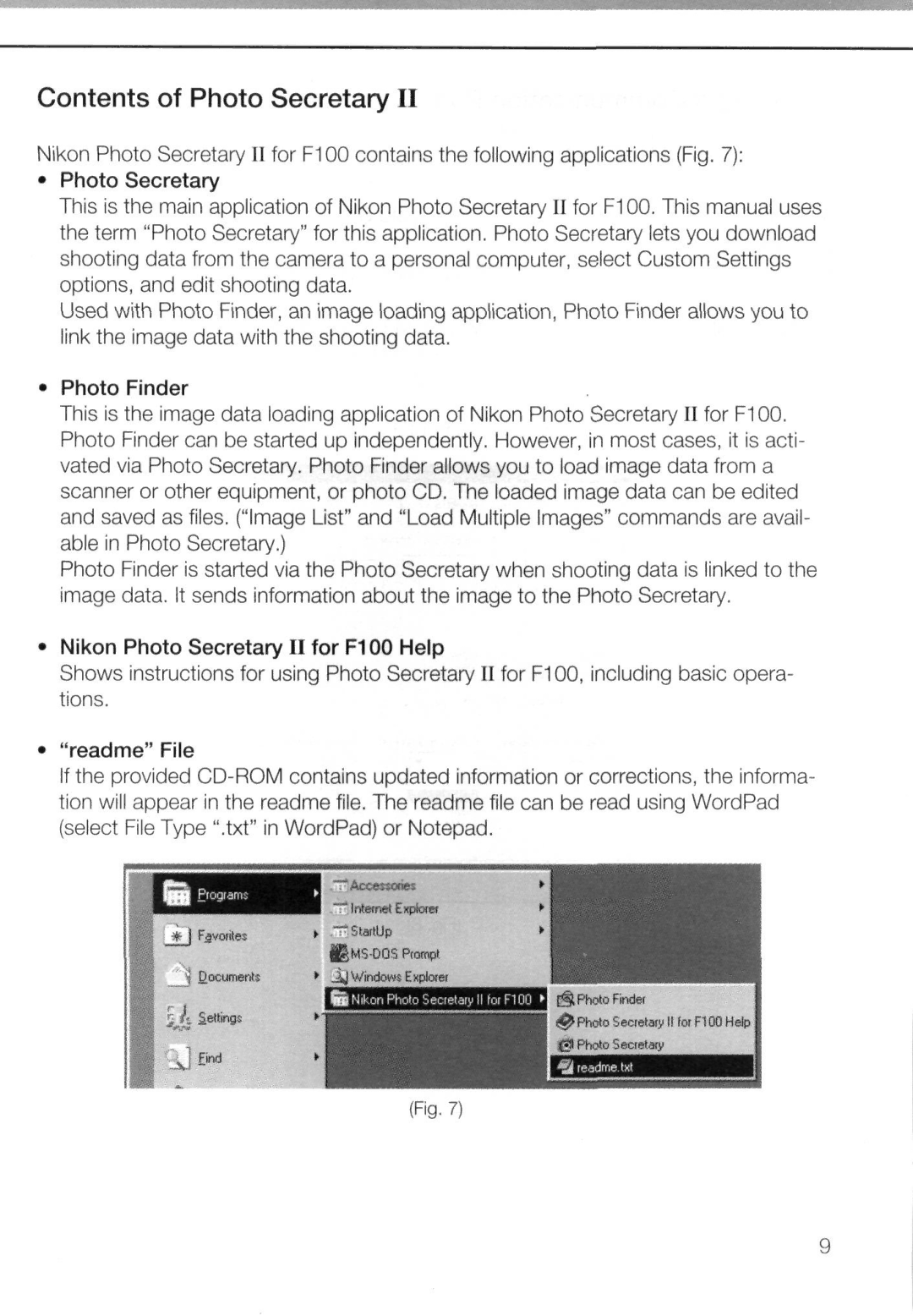 Nikon AC-2WE instruction manual Contents of Photo Secretary 