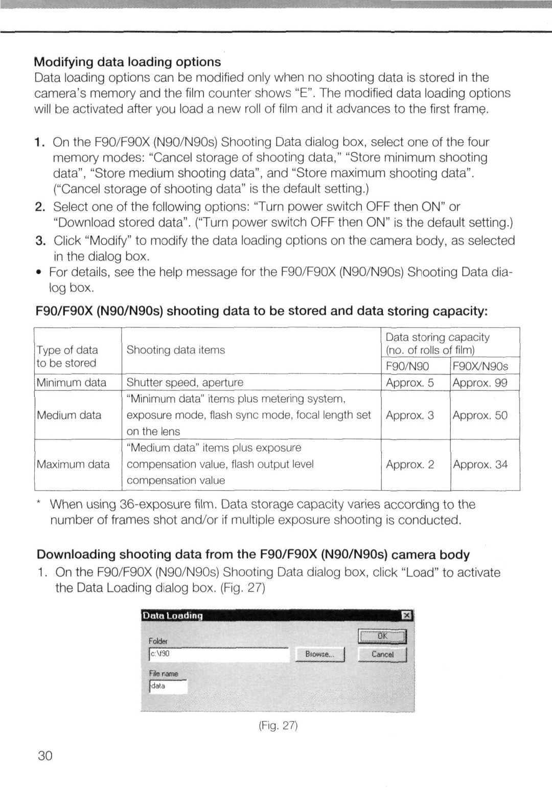 Nikon AC-2WE instruction manual Cancel storage of shooting data is the default setting 