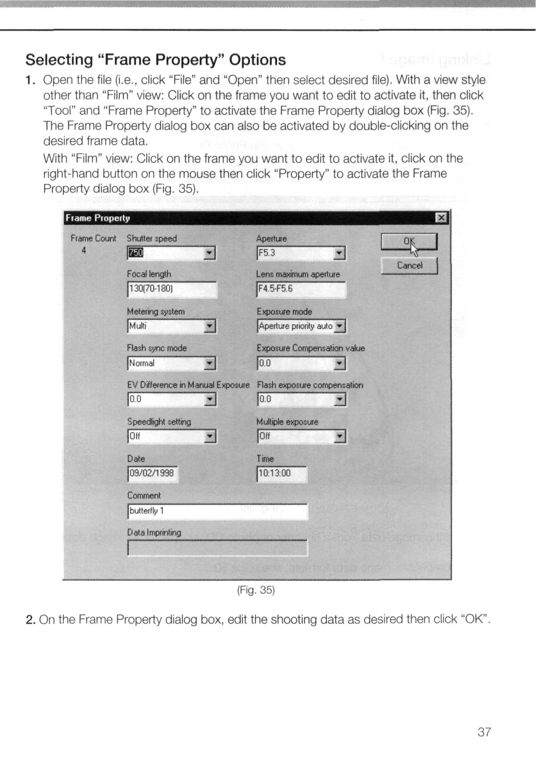 Nikon AC-2WE instruction manual Selecting Frame Property Options, JMuIti 