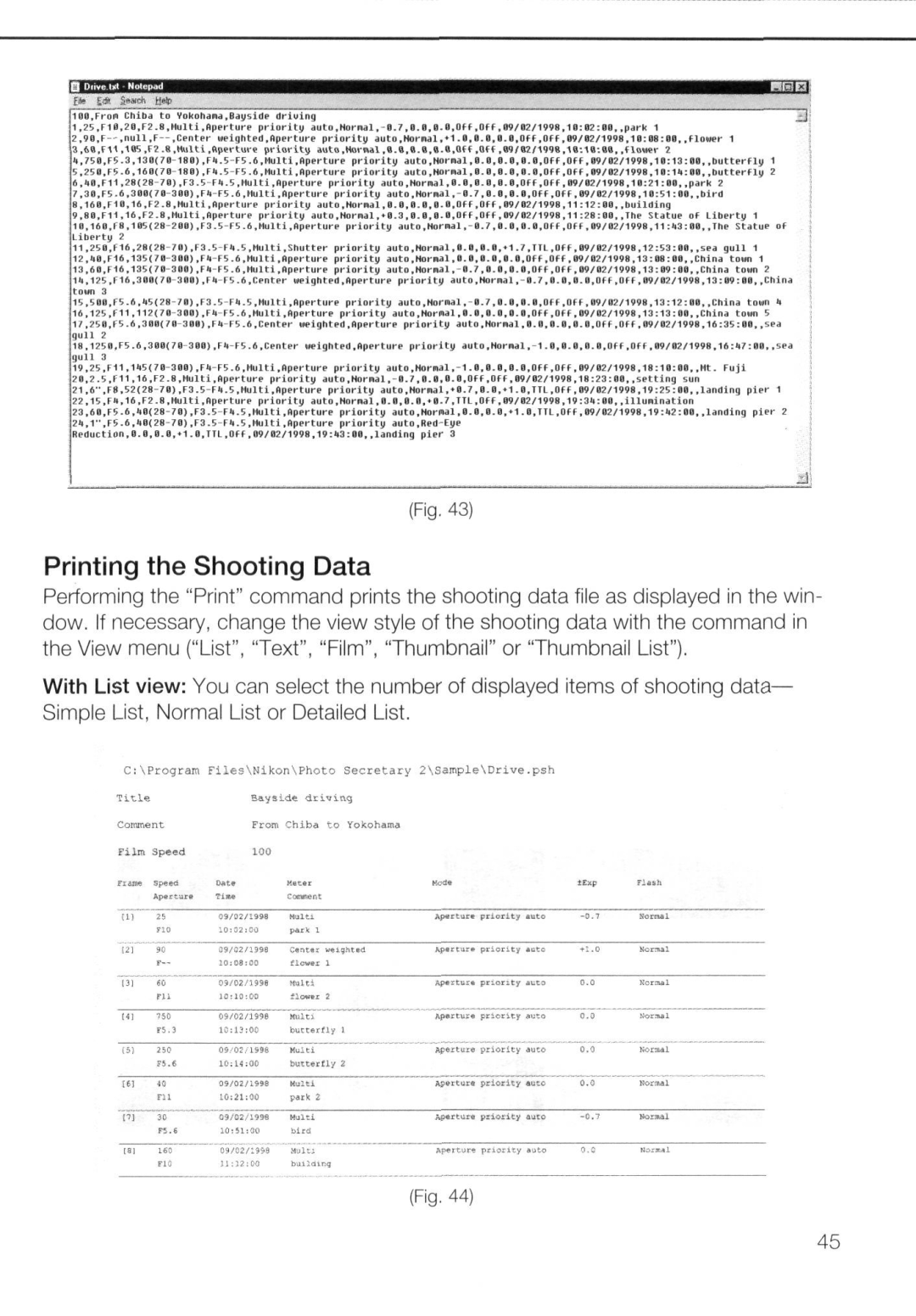 Nikon AC-2WE instruction manual Printing the Shooting Data, Inlxl 