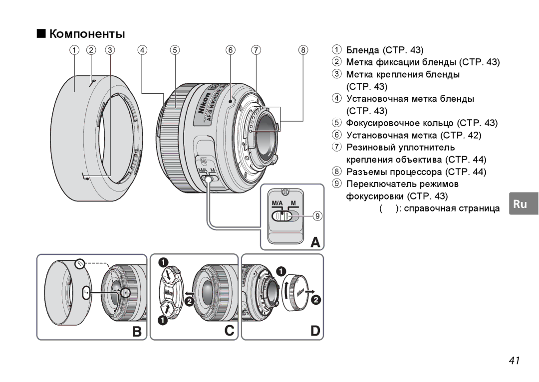 Nikon AF-S DX NIKKOR user manual Компоненты 