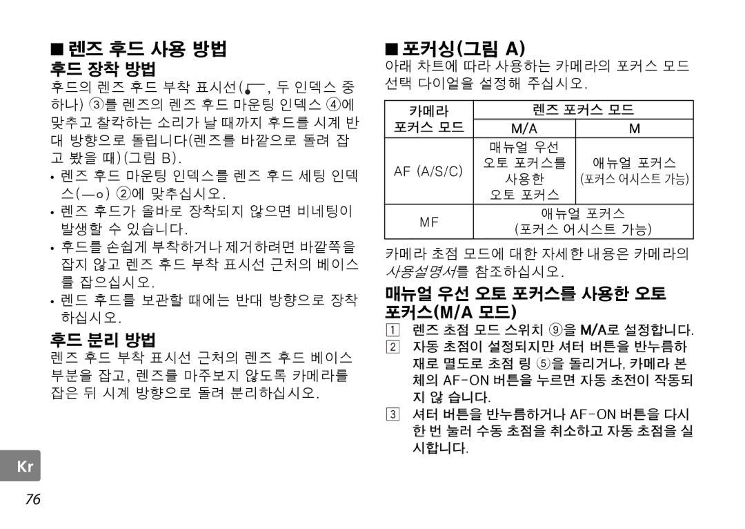 Nikon AF-S DX NIKKOR user manual 렌즈 후드 사용 방법, Af A/S/C 