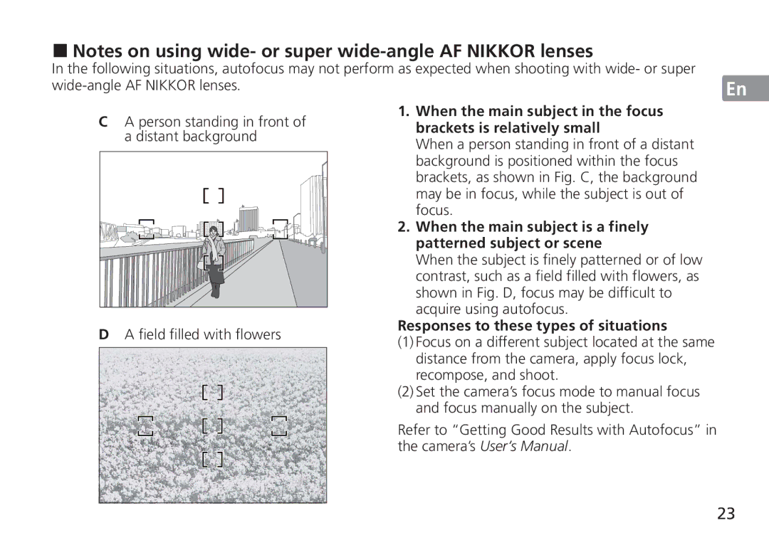 Nikon AF-S manual Responses to these types of situations 