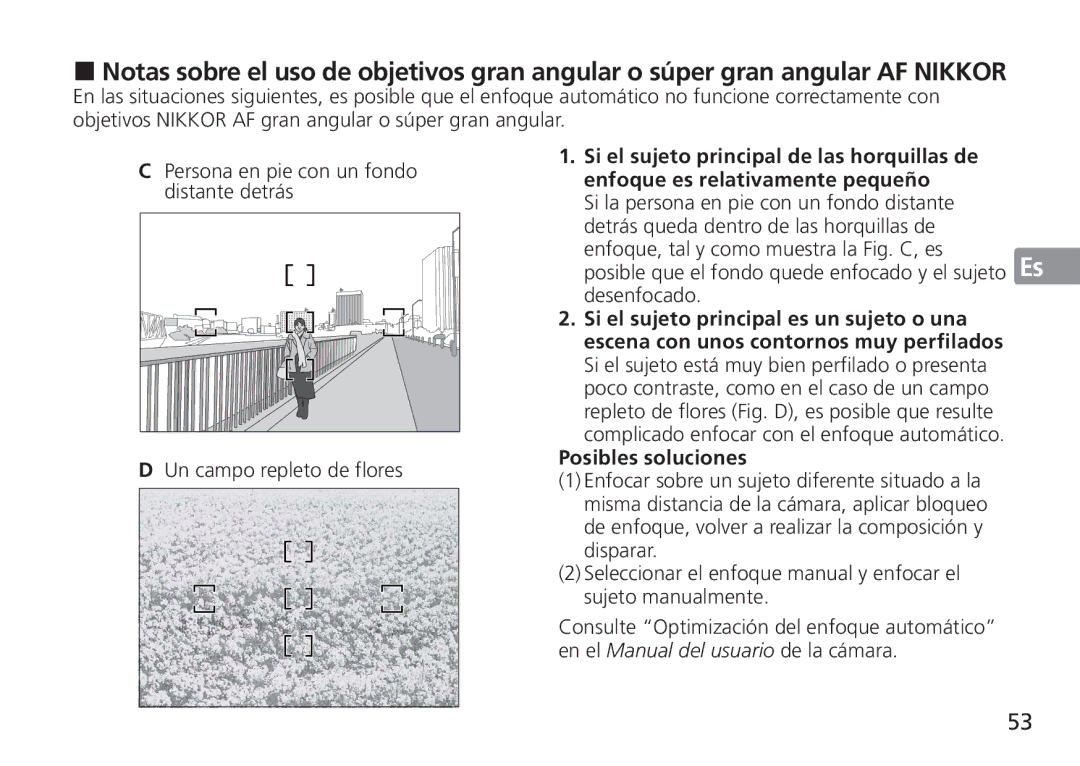 Nikon AF-S manual Posibles soluciones 