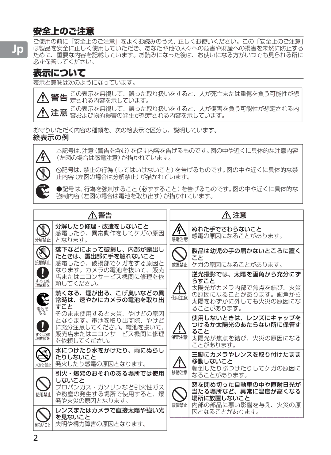 Nikon AFS70, ASF200 manual 安全上のご注意 