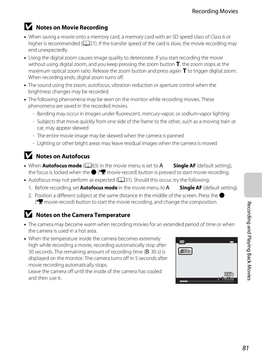 Nikon COOLPIX AW100 manual Recording Movies 