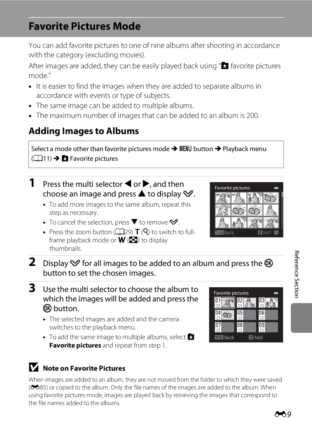 Nikon COOLPIX AW100 Favorite Pictures Mode, Adding Images to Albums, Which the images will be added and press the kbutton 