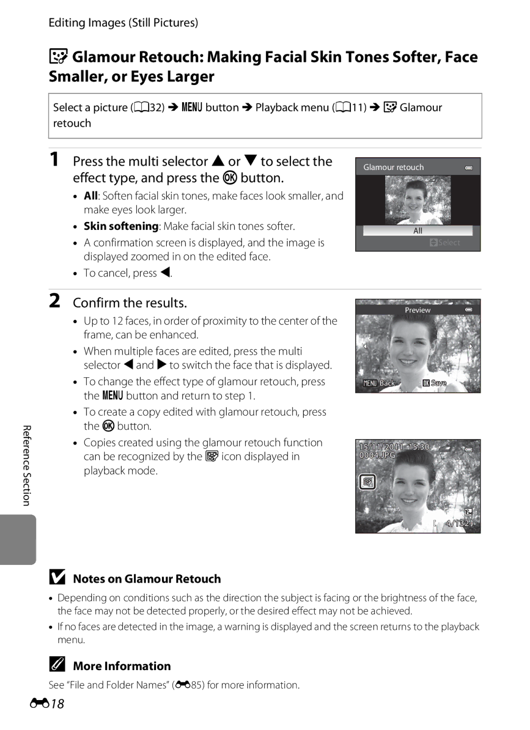 Nikon COOLPIX AW100 manual Confirm the results, E18, To cancel, press J 