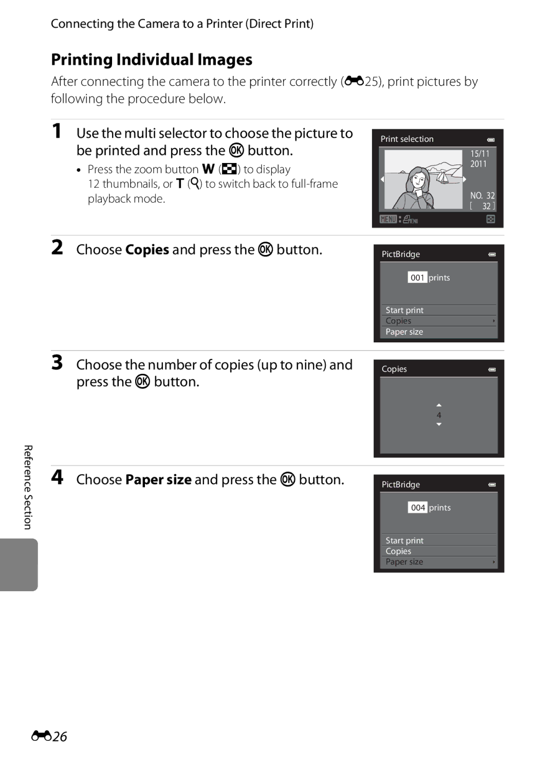 Nikon COOLPIX AW100 manual Printing Individual Images, E26 