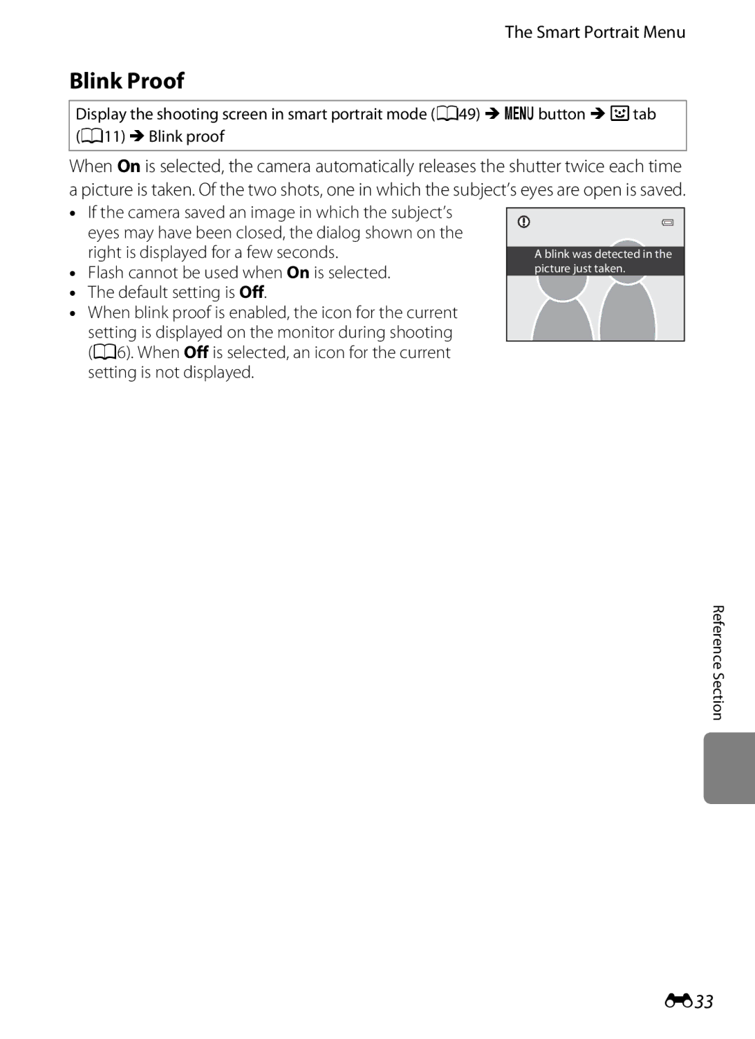 Nikon COOLPIX AW100 manual Blink Proof, E33, Smart Portrait Menu 