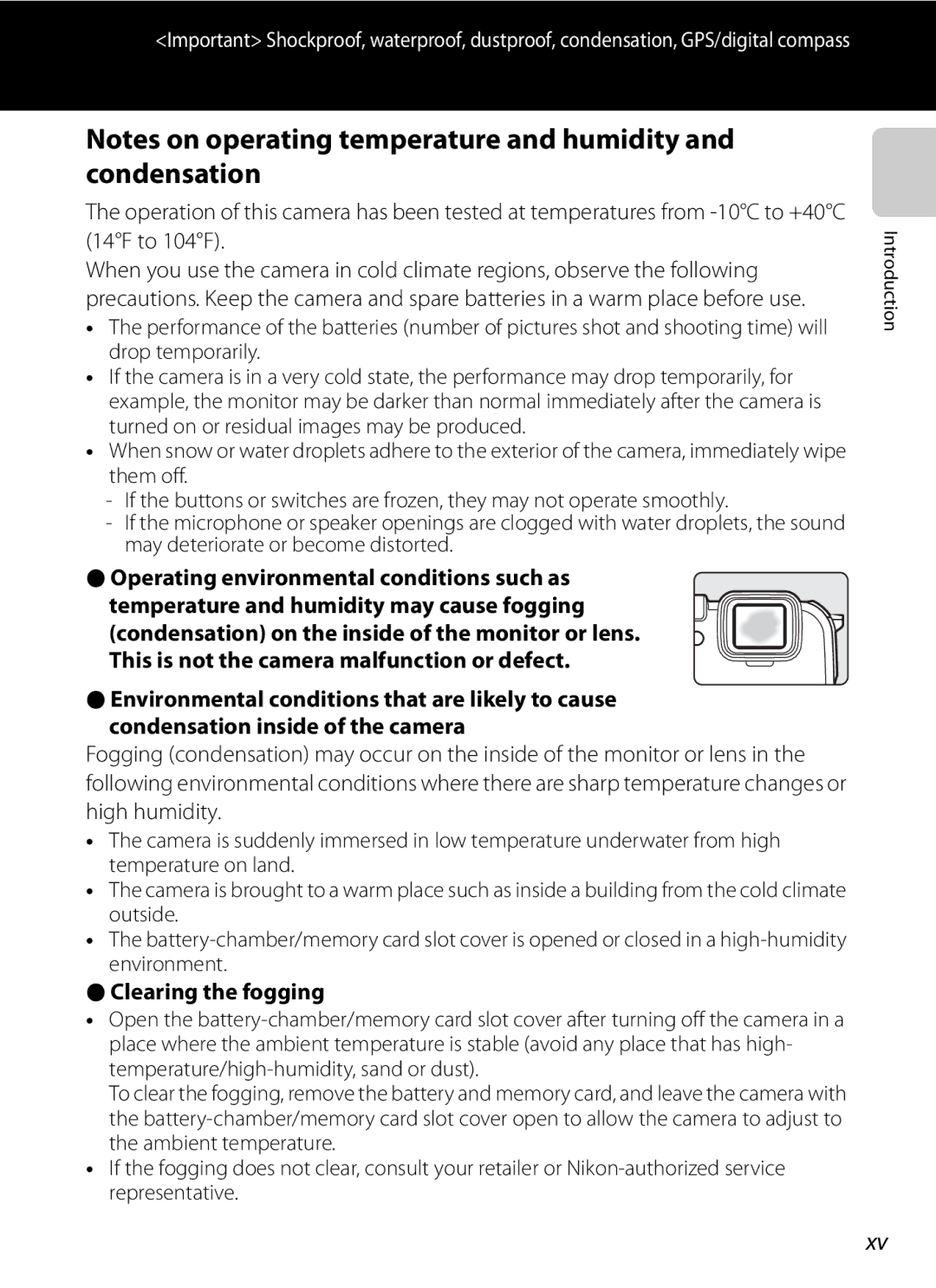 Nikon COOLPIX AW100 manual Clearing the fogging 