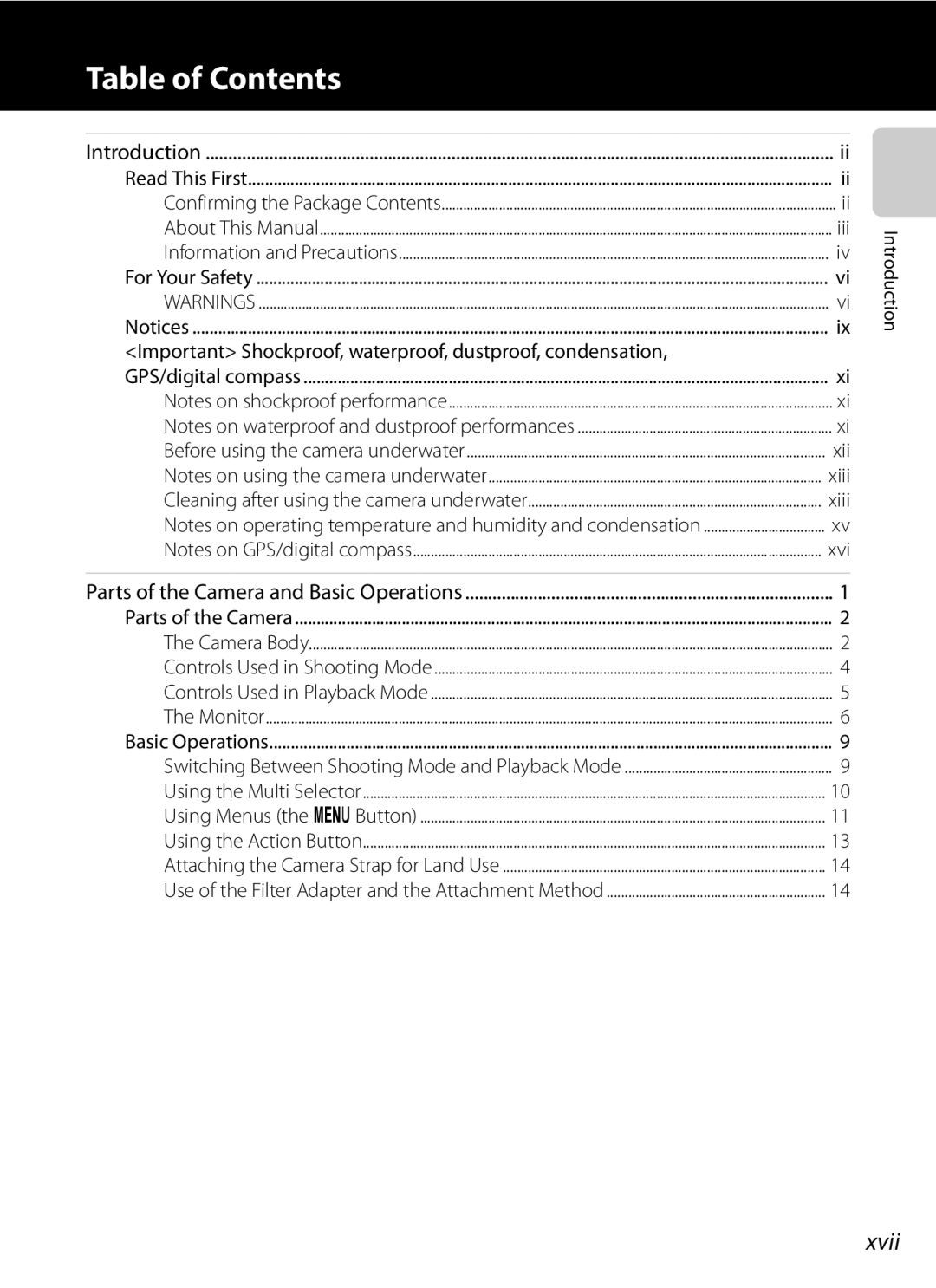 Nikon COOLPIX AW100 manual Table of Contents 