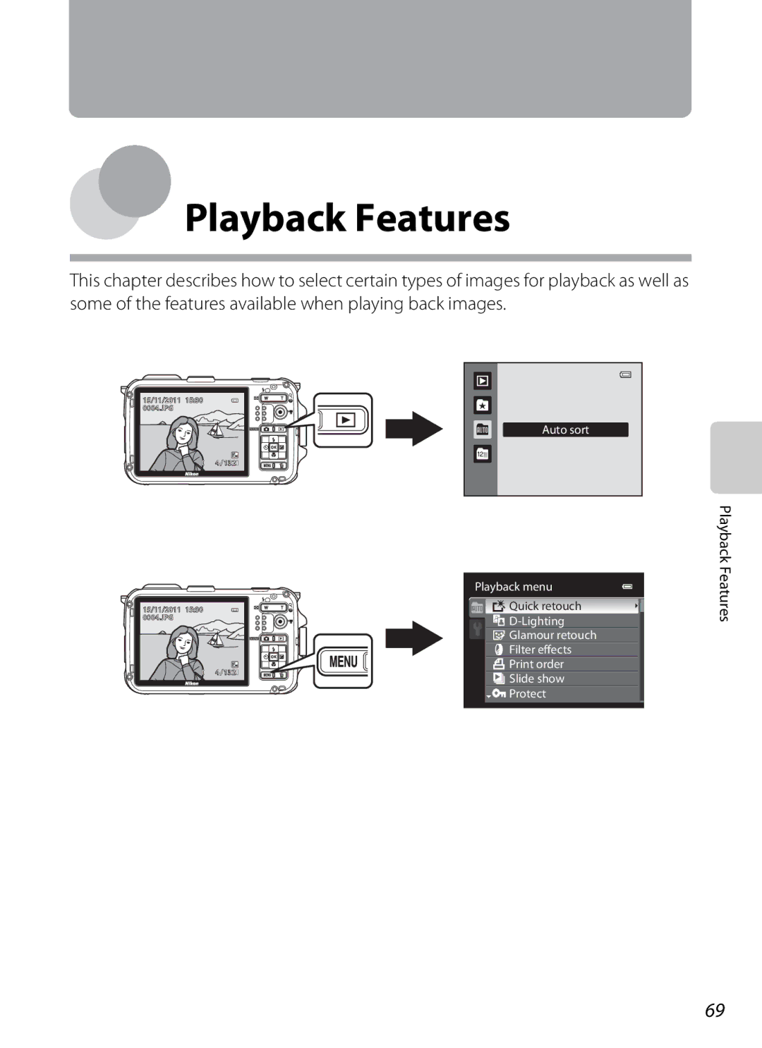 Nikon COOLPIX AW100 manual Playback Features 