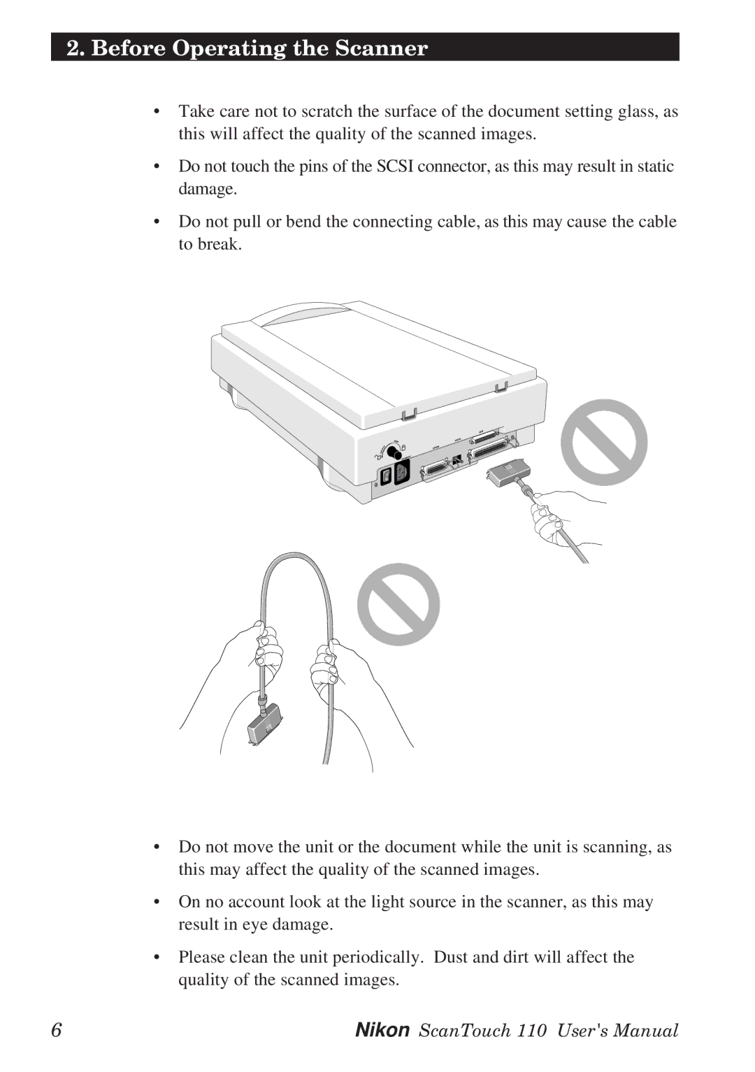 Nikon AX-110 manual Before Operating the Scanner 