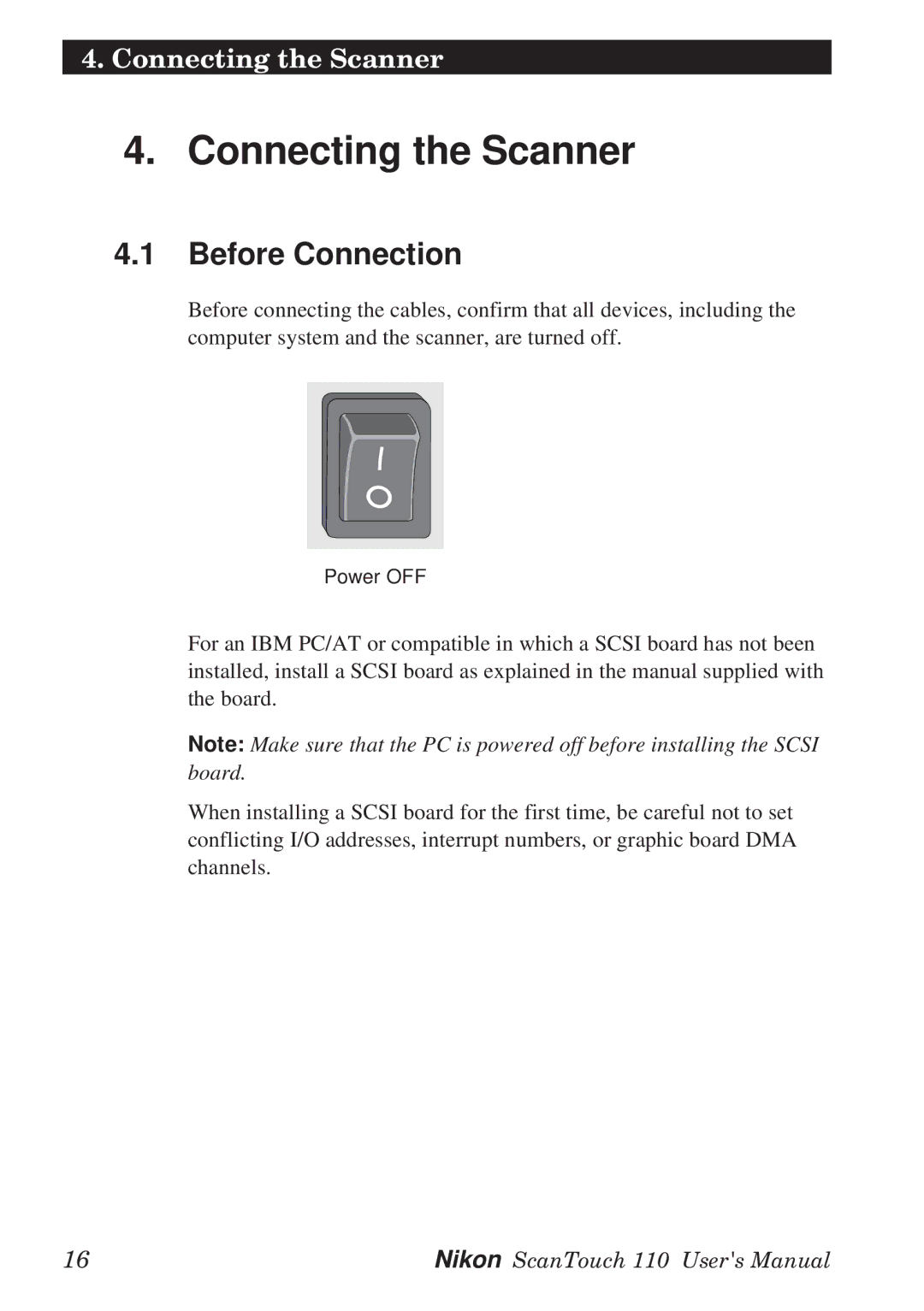 Nikon AX-110 manual Connecting the Scanner, Before Connection 