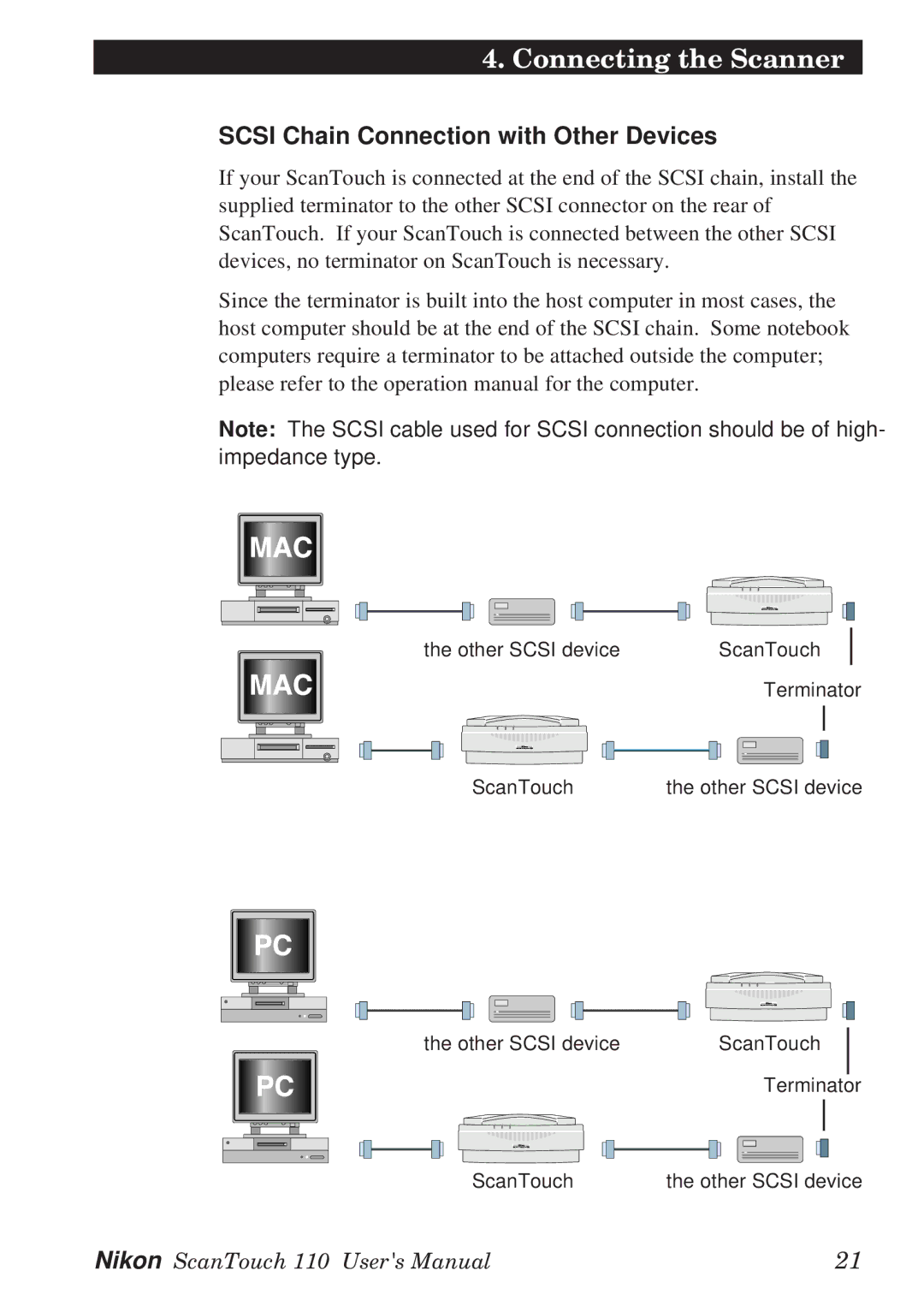 Nikon AX-110 manual Scsi Chain Connection with Other Devices 