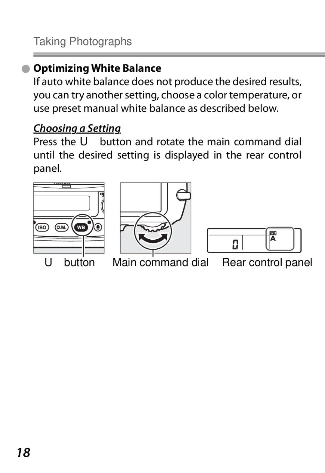 Nikon Camera manual Optimizing White Balance, Choosing a Setting 