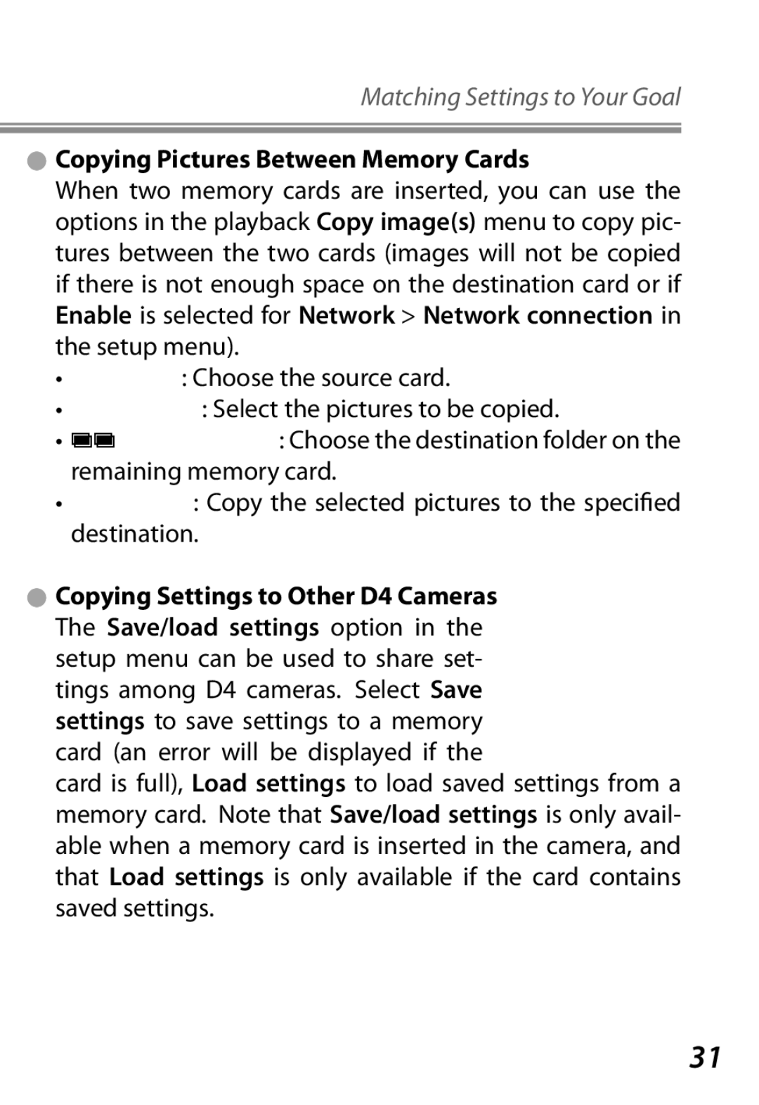 Nikon Camera manual Copying Pictures Between Memory Cards 